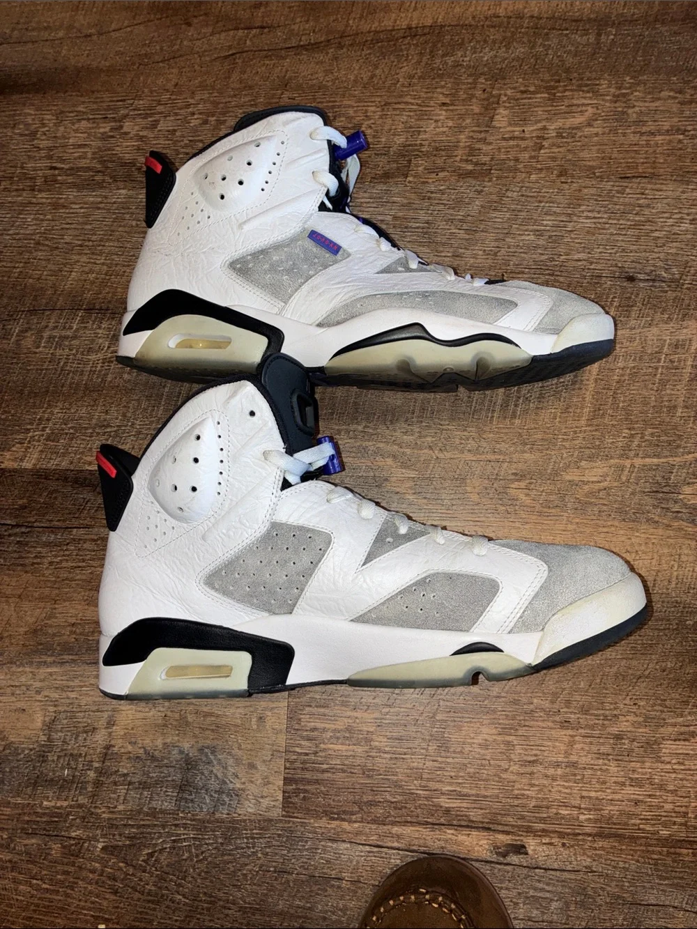 Jordan Men’s High-Top Sneakers — White, Gray, Black & Purple Accents
